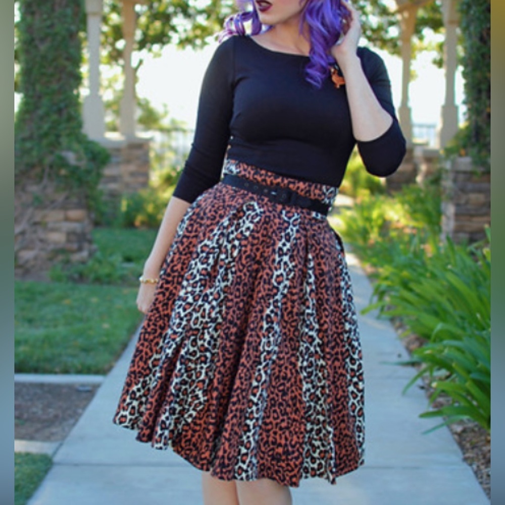Small Deadly Dames by Pinup Girl Leopard Kinky Box Skirt